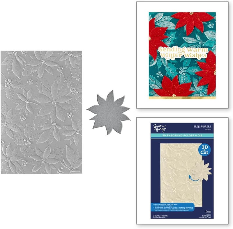Spellbinders E3D-072 Playful Poinsettia 3D Embossing Folder by Simon Hurley - Image 2